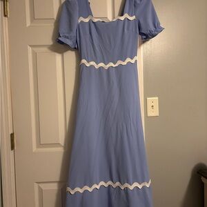 Elegant Blue and White Women's Dress